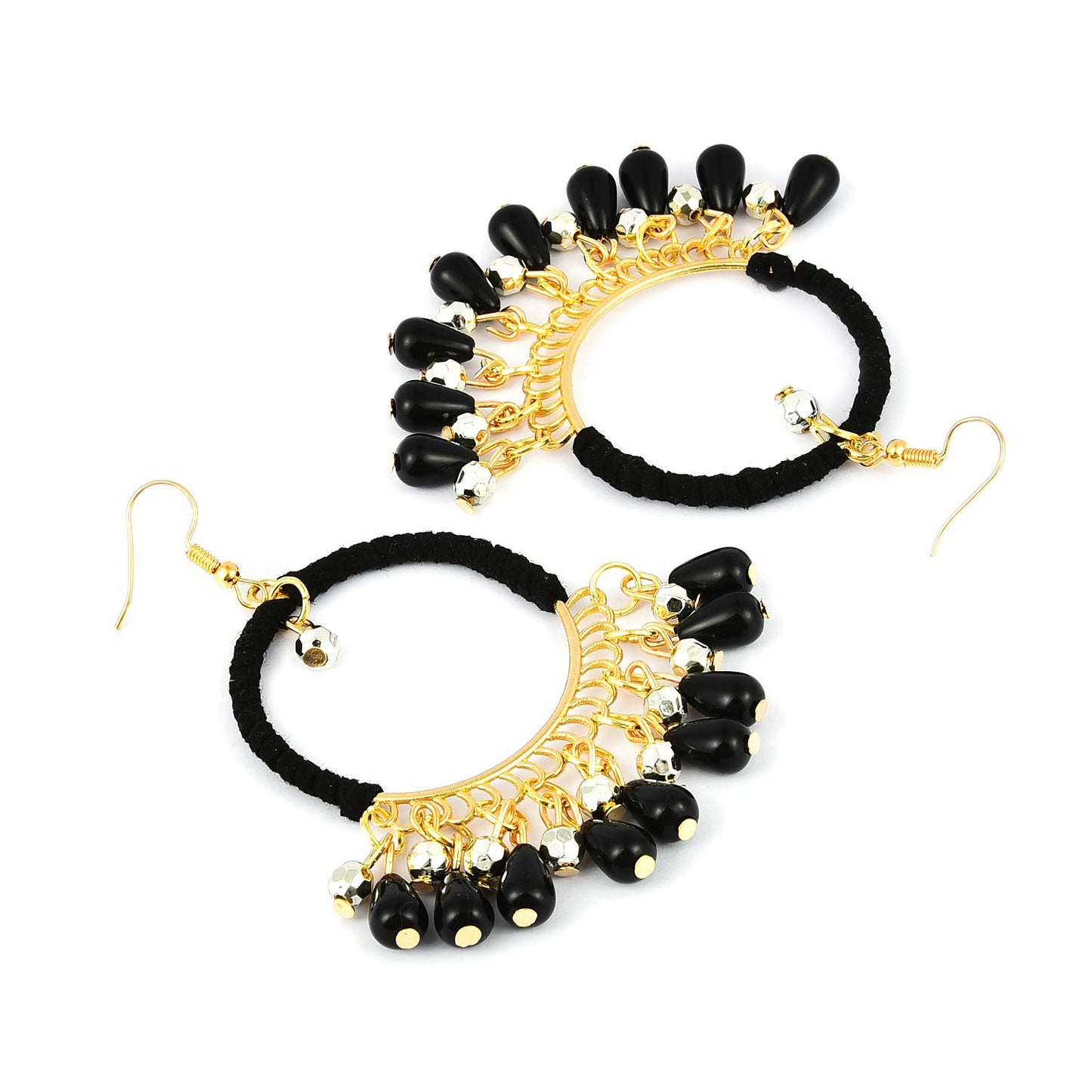 Yellow Chimes Ethnic Fusion Resin Leather Black Chandbali Earring for Women & Girls