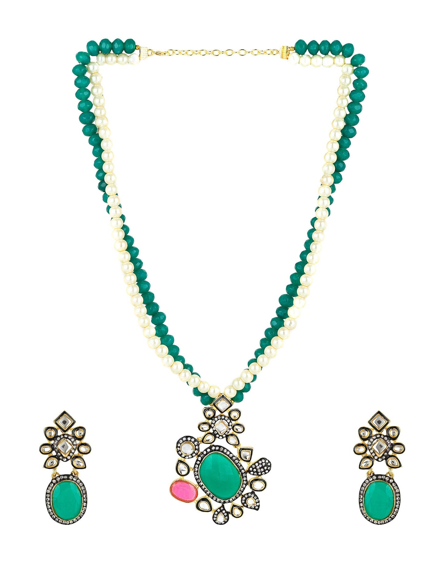 Yellow Chimes Royal Looks Kundan Wedding Necklace Set Traditional Jewellery Set with Earrings for Women and Girls