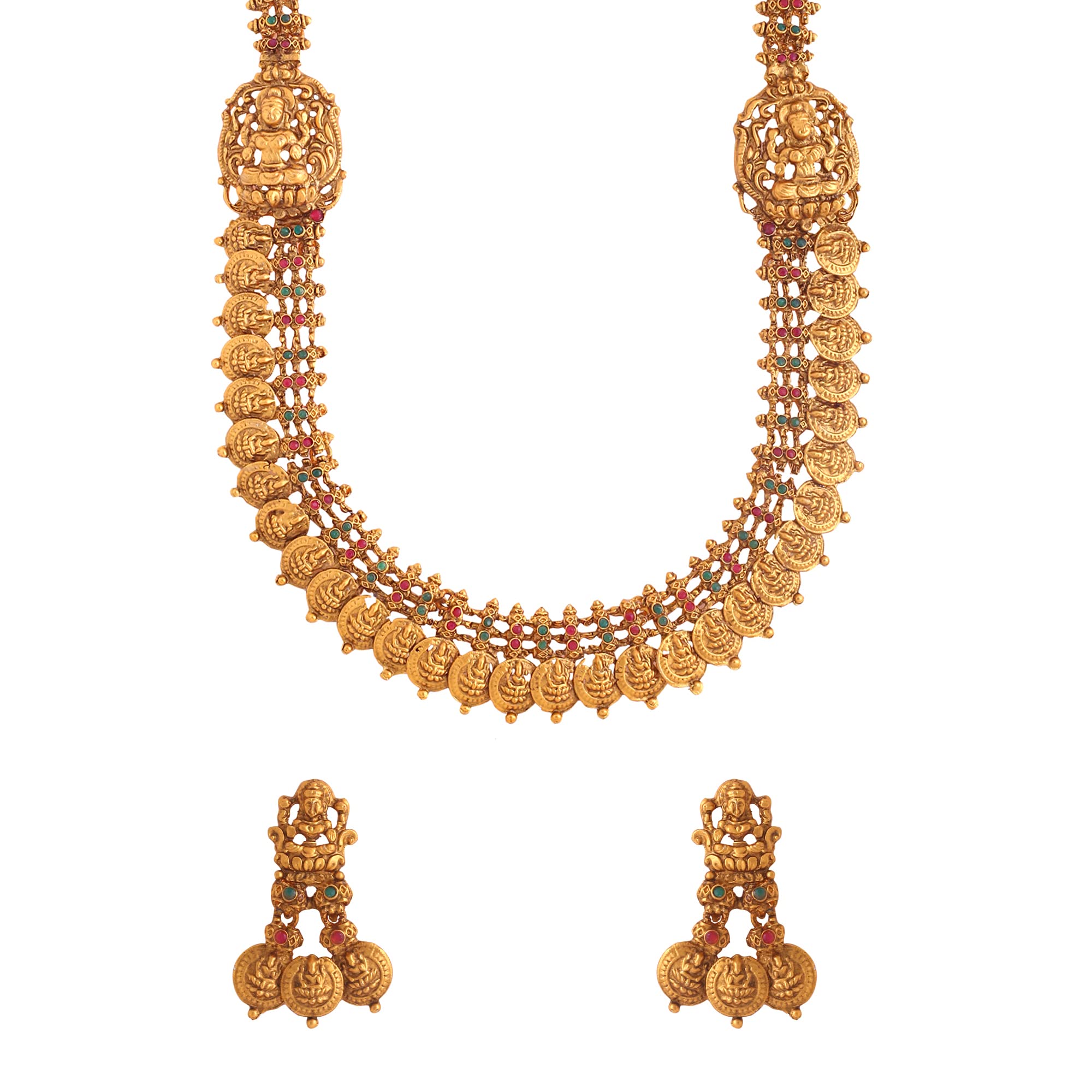 Yellow Chimes Jewellery Set for Women and Girls Temple Jewellery Set | Gold Plated Coin Designed Temple Jewellery Set | Birthday Gift for girls and women Anniversary Gift for Wife