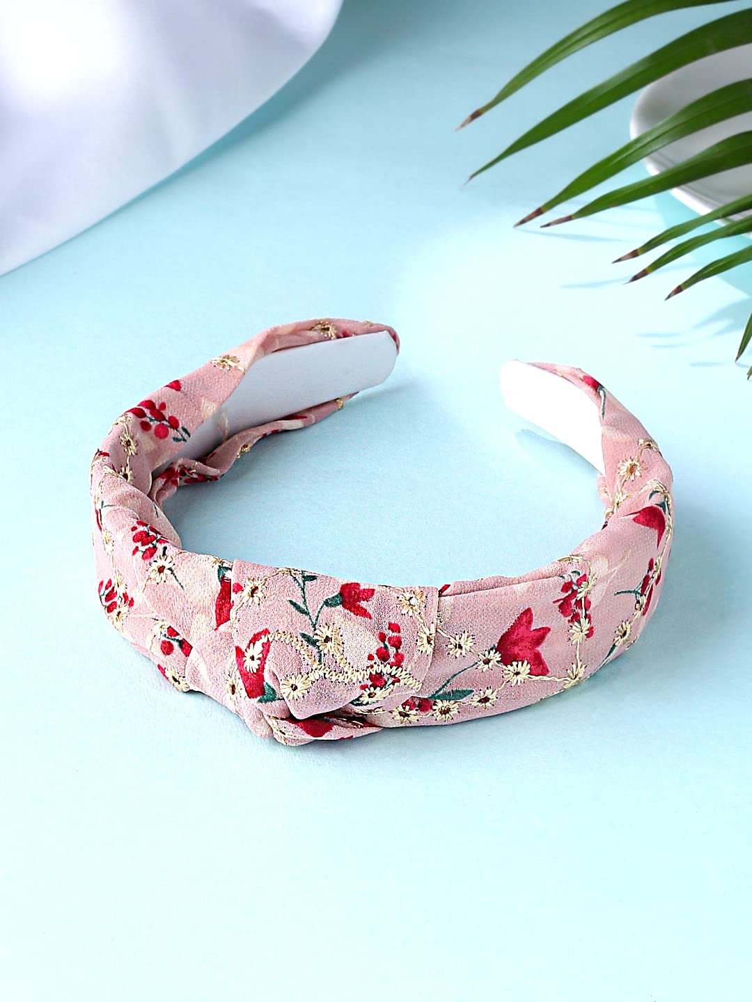 Yellow Chimes Hair Bands for Girls Pink Hairbands for Women Solid Fabric Knot Floral Printed Headband Hairband Hair Accessories for Women and Girls.