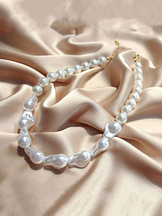 Yellow Chimes Necklace for Women and Girls Fashion White Pearl Necklace for Women Western Irregular Pearl Choker Necklace for Girls | Birthday Gift for girls and women Anniversary Gift for Wife