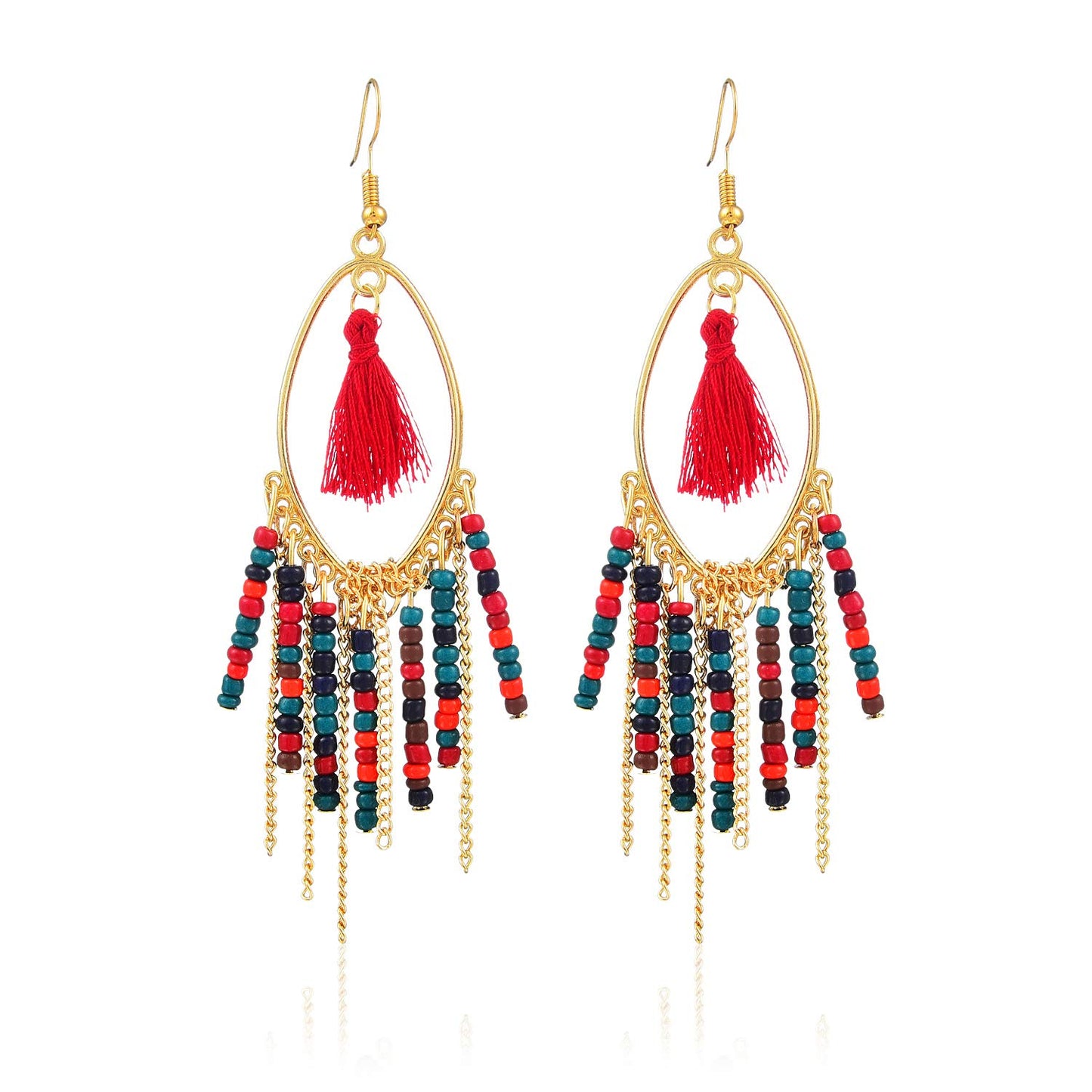 Yellow Chimes Colorful Beads Multicolor Tassel Earring for Women & Girls