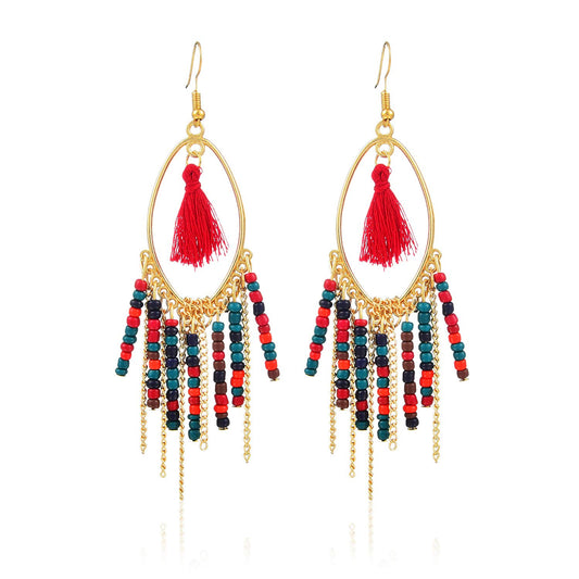 Yellow Chimes Colorful Beads Multicolor Tassel Earring for Women & Girls