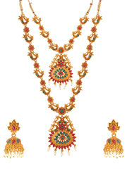 Yellow Chimes traditional Jewellery Set for Women Gold-Plated Temple Necklace Set Stone-Studded Necklace Set For Women & Girls (NK 6)