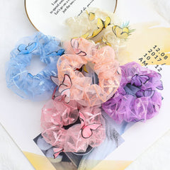 Yellow Chimes Scrunchies for Women 2 Pcs Butterfly Scrunchies Hair Ties Satin Scrunchies Pony Holder For Women and Girls Hair Accessories.