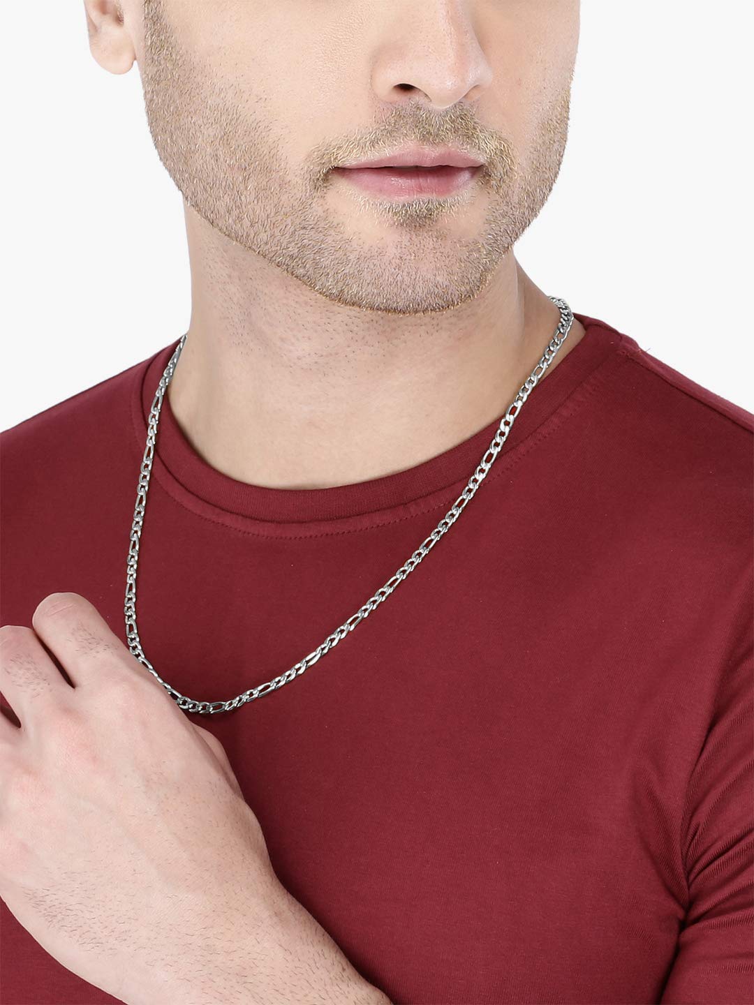 Yellow Chimes Chain for Men and Boys Silver Figaro Neck Chain for Men | Stainless Steel Chains for Men | Birthday Gift for Men and Boys Anniversary Gift for Husband