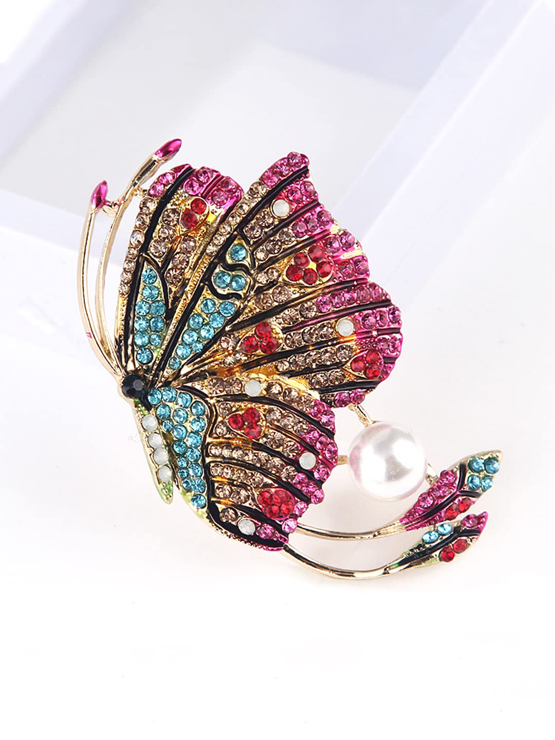 Yellow Chimes Brooch for Women Butterfly Shaped Brooch Fashionable Brooch for Girls and Women (Multicolor-1)