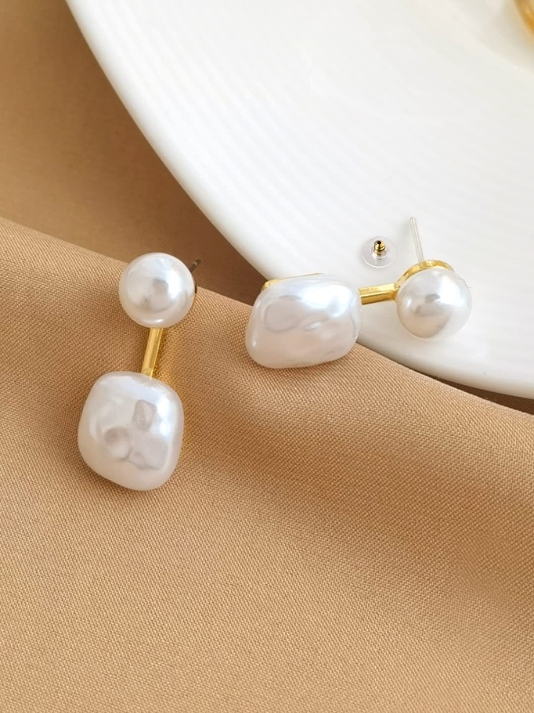 Yellow Chimes Earrings for Women and Girls Fashion White Pearl Drop Earrings | Gold Plated Faux Pearl Drop Earrings | Birthday Gift for girls and women Anniversary Gift for Wife