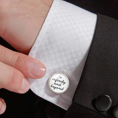 Yellow Chimes Cufflinks for Men Elegant Gift Infinity Love Message Stainless Steel Silver Cuff Links for Men and Boys.