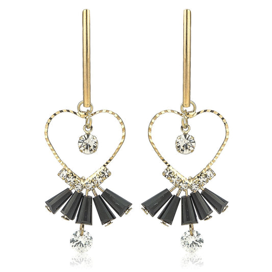 Yellow Chimes Moxie Collection Dangling Heart Crystal Designer Earrings for Women and Girls