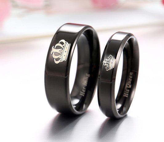 Yellow Chimes Rings for Women and Girls Couple Rings | Valentine Ring Black Bands Rings Titanium Steel King & Queen Couple Ring For Men | Birthday Gifts For Women Valentine Gift for Girls