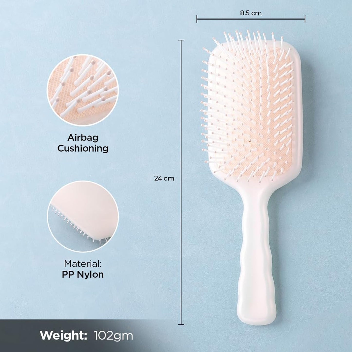 Yellow Chimes Detangler Hair Brush | Flexible Bristles | Paddle Brush with Cushioning for Smoothening out Curls, Straightening and Styling Hair | Wet & Dry Hair Pain Free Detangling