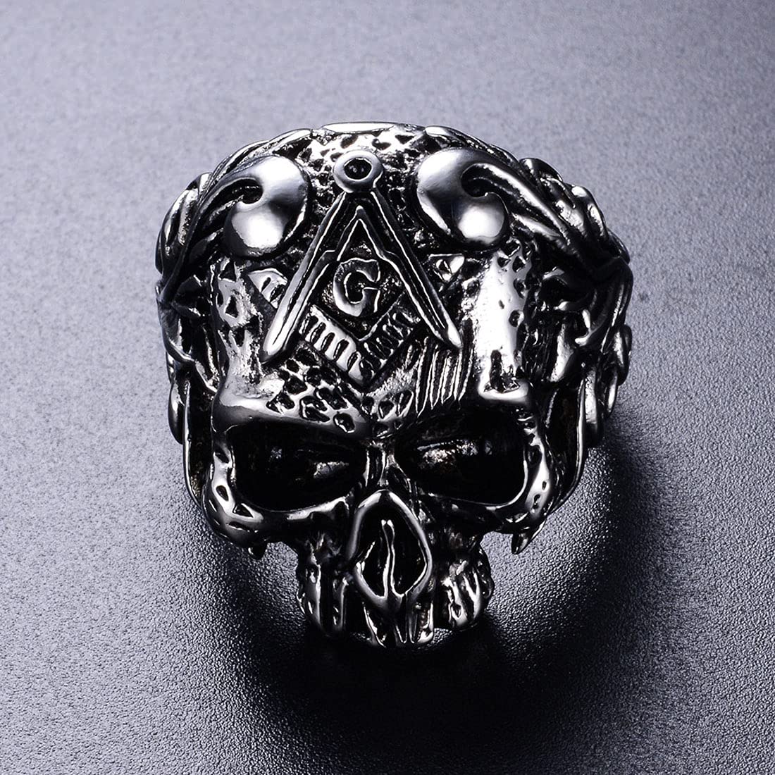 Yellow Chimes Rings for Men Stainless Steel Silver Black Skull Design Band Ring for Men and Boys.