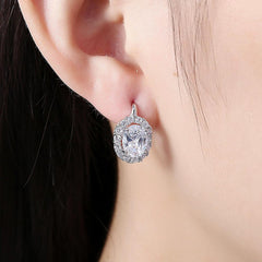 Kairangi Stud Earrings for Women Crystals from Swarovski Clip On White Studs Earrings for Women and Girls.