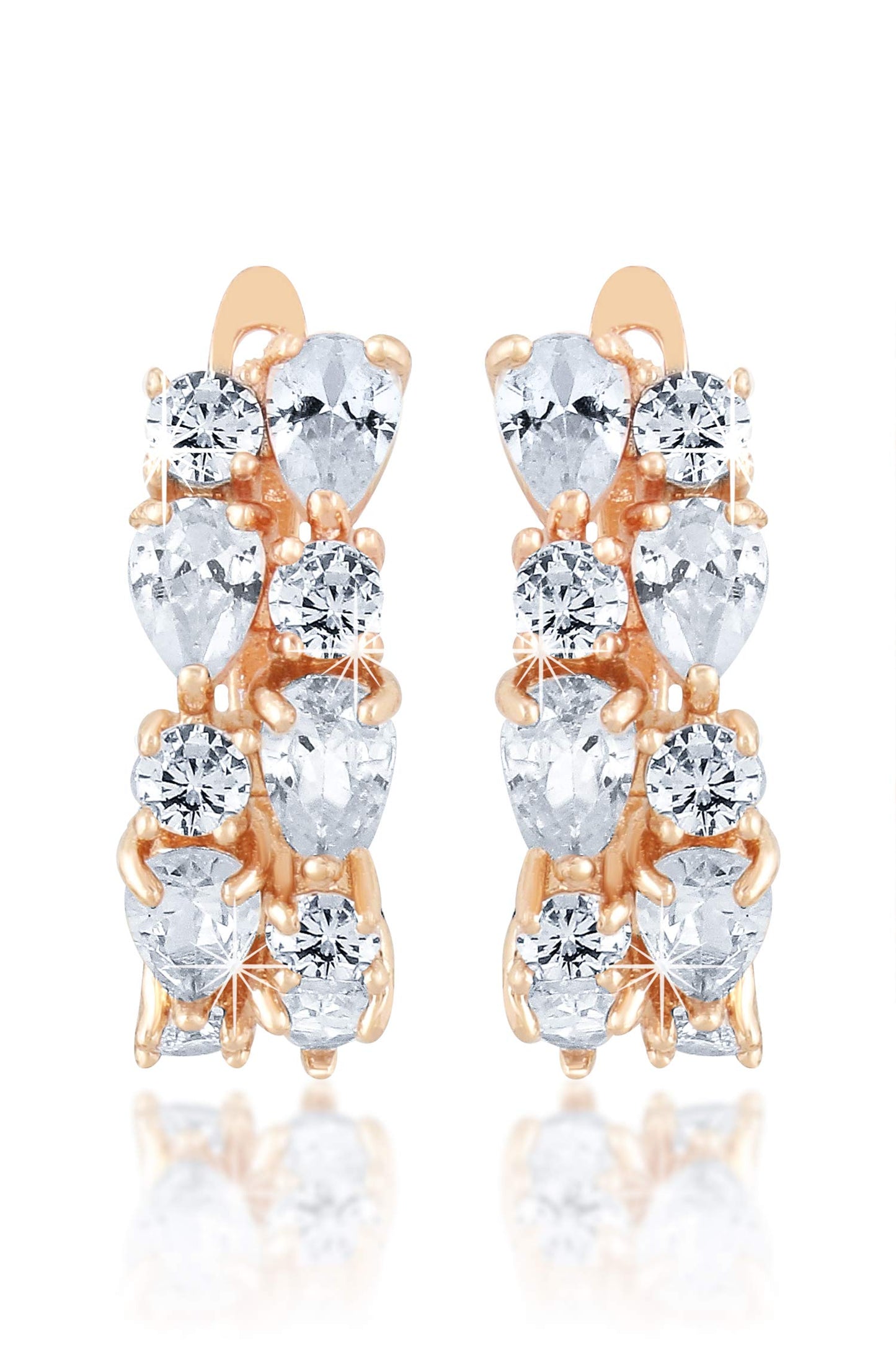 Yellow Chimes Clip On Earrings for Women 18K Rose Gold Plated Sparkling Flowerets Vine Swiss Zircon Crystal Clip On Earrings and Girls.