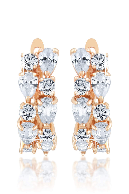 Yellow Chimes Clip On Earrings for Women 18K Rose Gold Plated Sparkling Flowerets Vine Swiss Zircon Crystal Clip On Earrings and Girls.