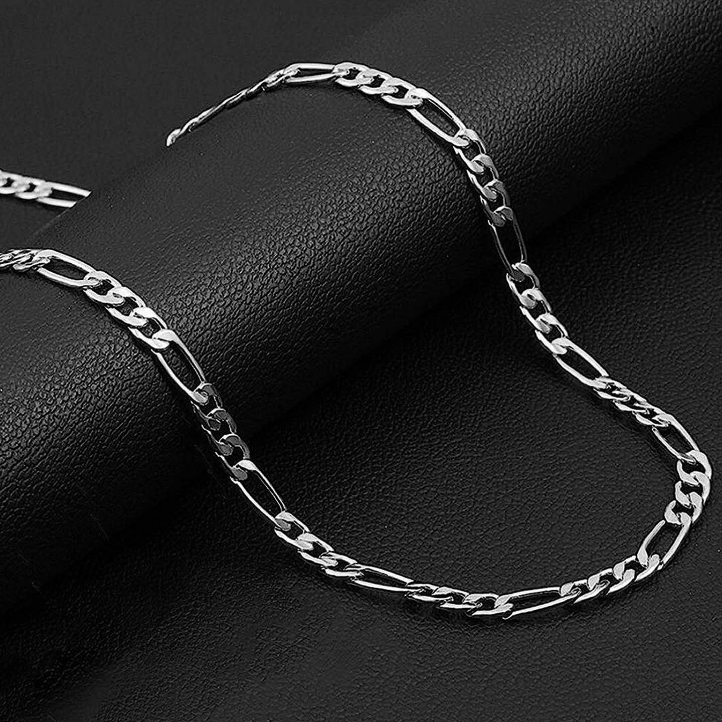 Yellow Chimes Chain for Men and Boys Silver Figaro Neck Chain for Men | 2 Pcs Combo of Stainless Steel Chains for Men | Birthday Gift for Men and Boys Anniversary Gift for Husband