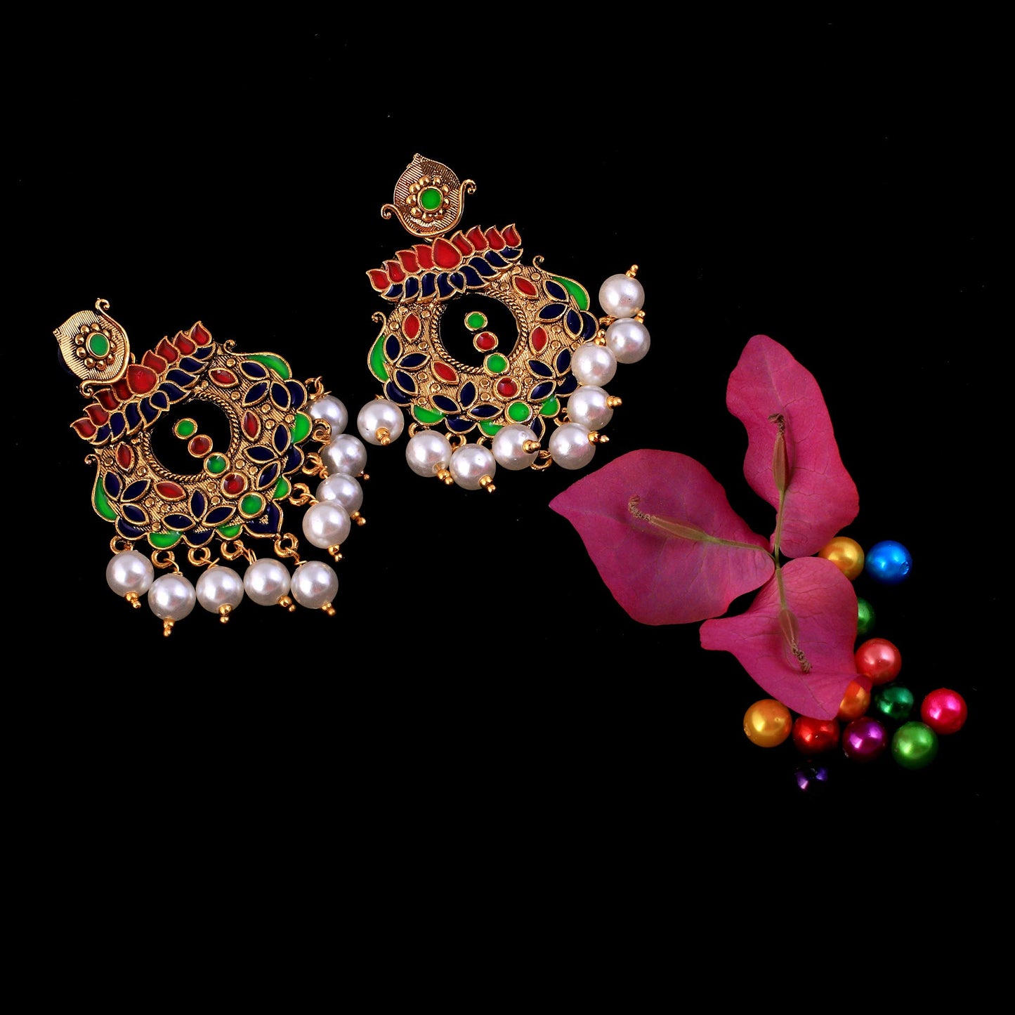 Yellow Chimes Beautifully Enamelled Stylish Gold Plated Meenakari Chandbali Earrings for Women and Girls…