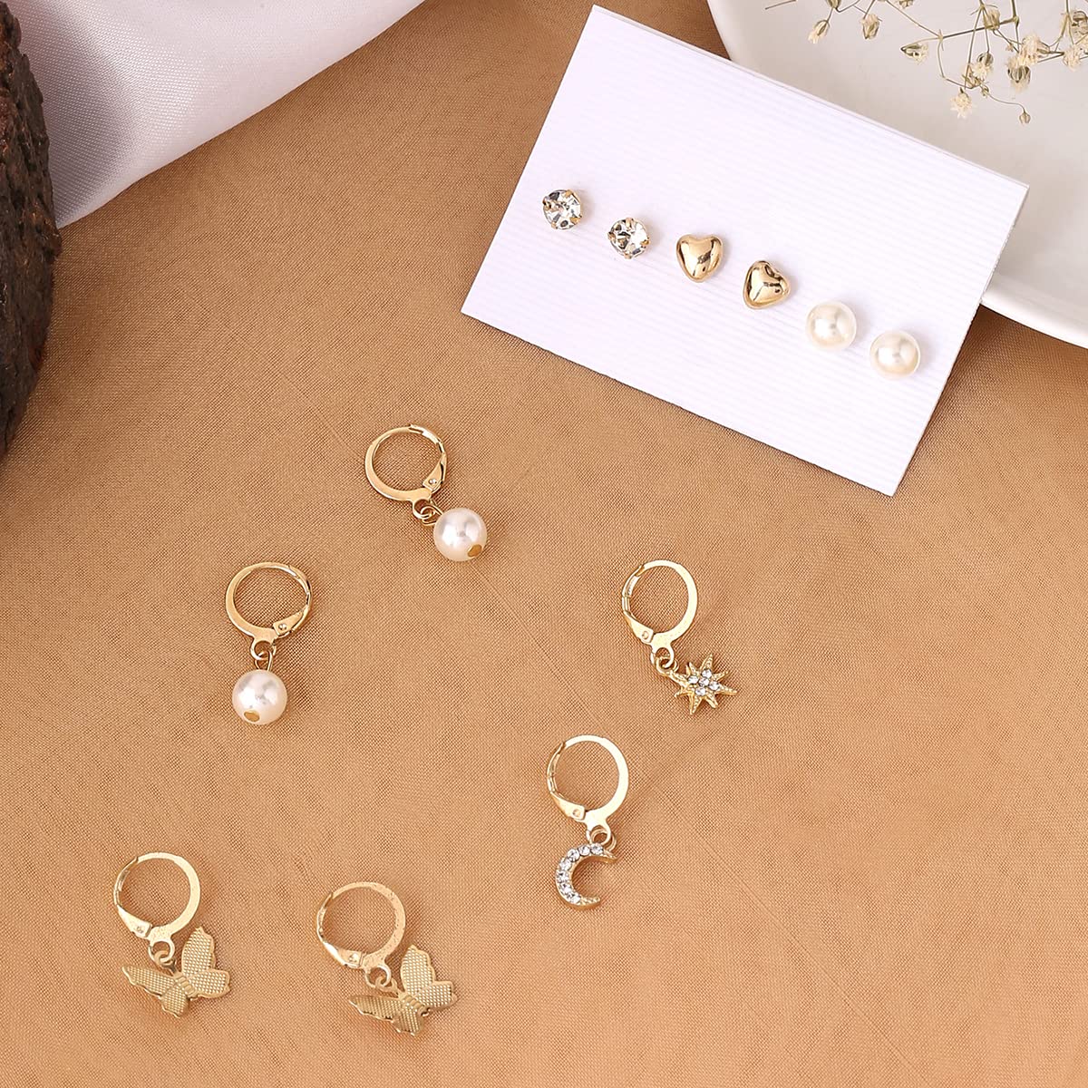 Yellow Chimes Combo Earrings For Women Gold Tone Stud and Huggie Hoop Charm Hanging Earrings Combo For Women and Girls