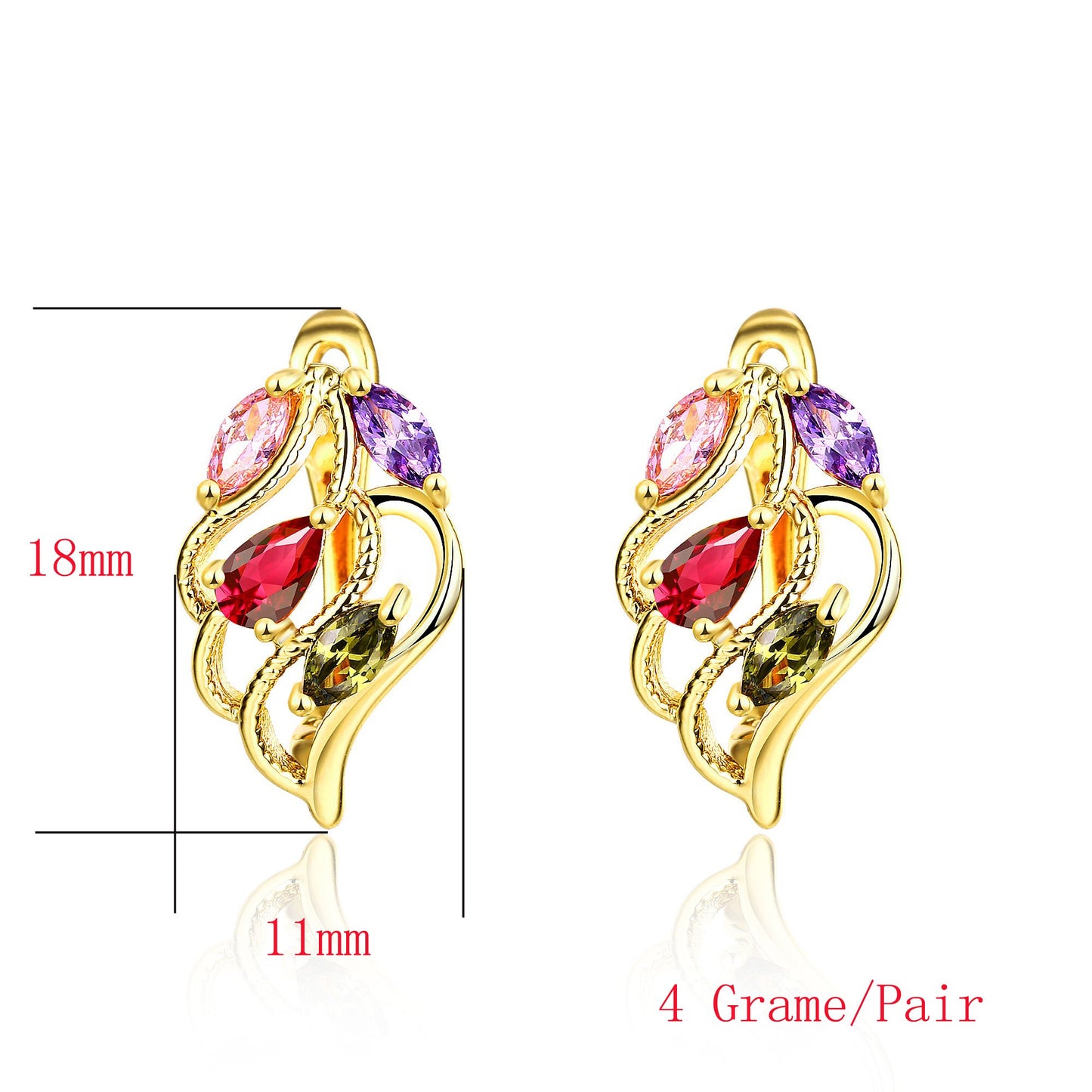 YELLOW CHIMES Designer wings Swiss Cubic Zirconia Gold Plated Clip-On Earrings for Women