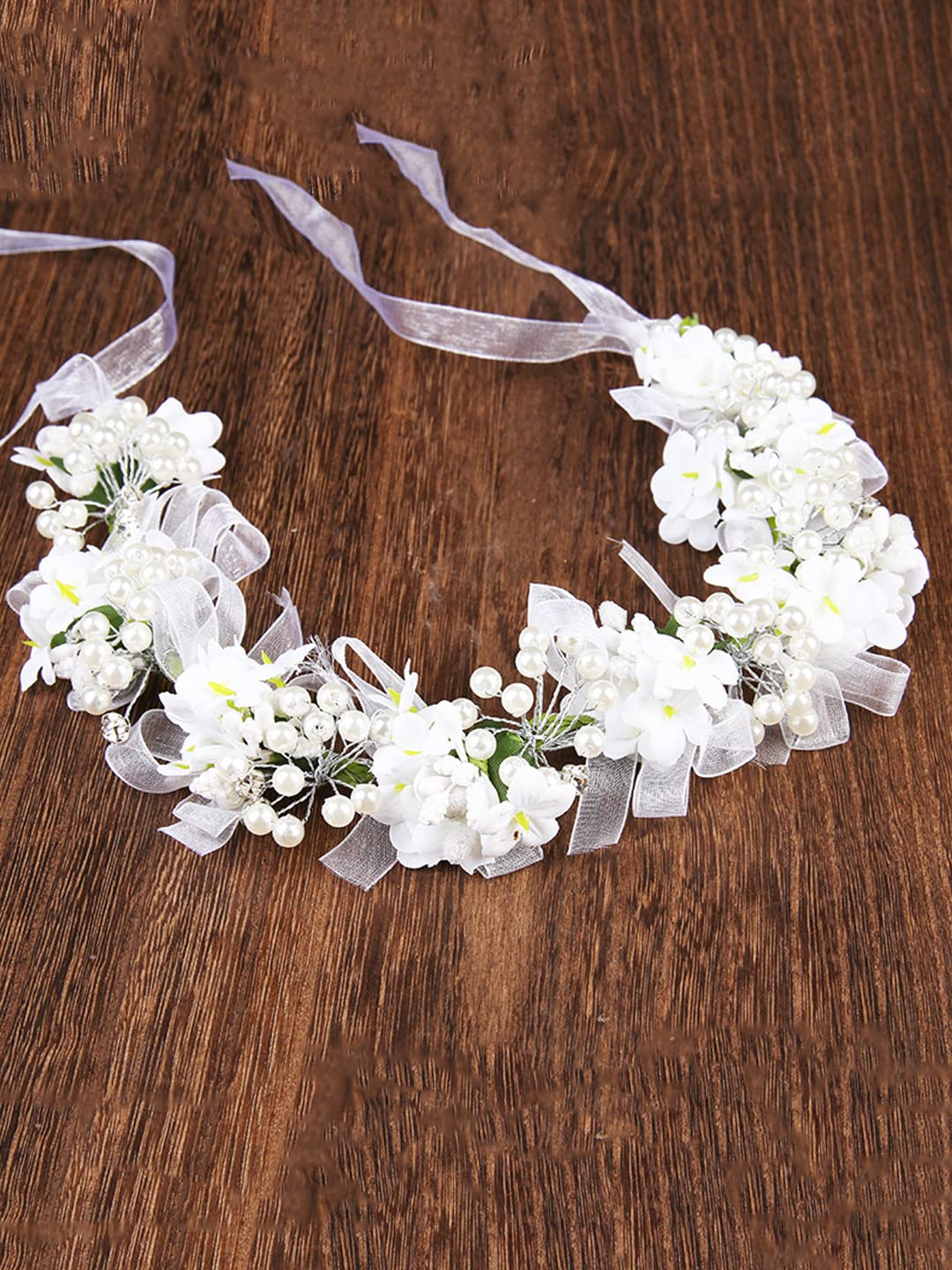 Yellow Chimes Hair Vines Bridal Tiaras Hair Vine Headband Floral Hair Vine for Girls and Women - White