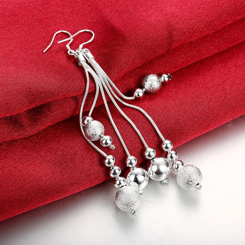 Kairangi Earrings for Women and Girls Silver Dangler Earrings | Silver Toned Threads with Beads Long Chain Danglers Earrings for Women | Birthday Gift for girls and women Anniversary Gift for Wife