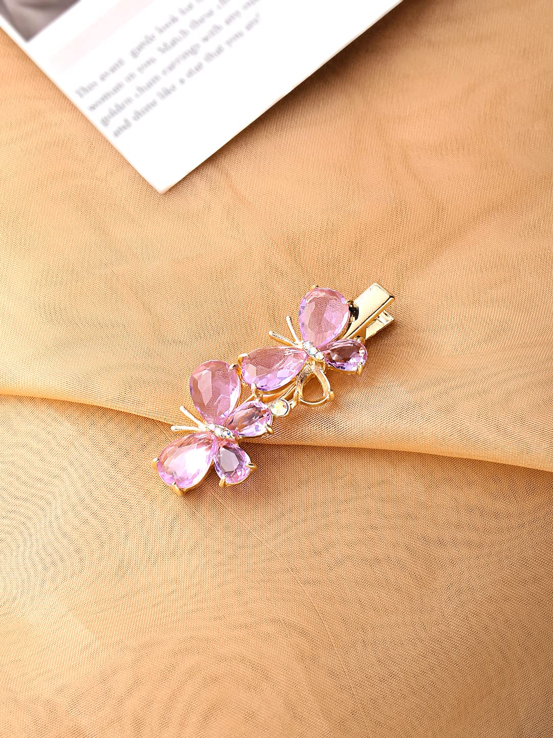 Yellow Chimes Hair Clips for Women Girls Hair Accessories for Women Purple Crystal Hair Clip Butterfly Hair Clips for Girls Hairclips Alligator Clips for Hair Pins for Women and Girls Gift for Women & Girls