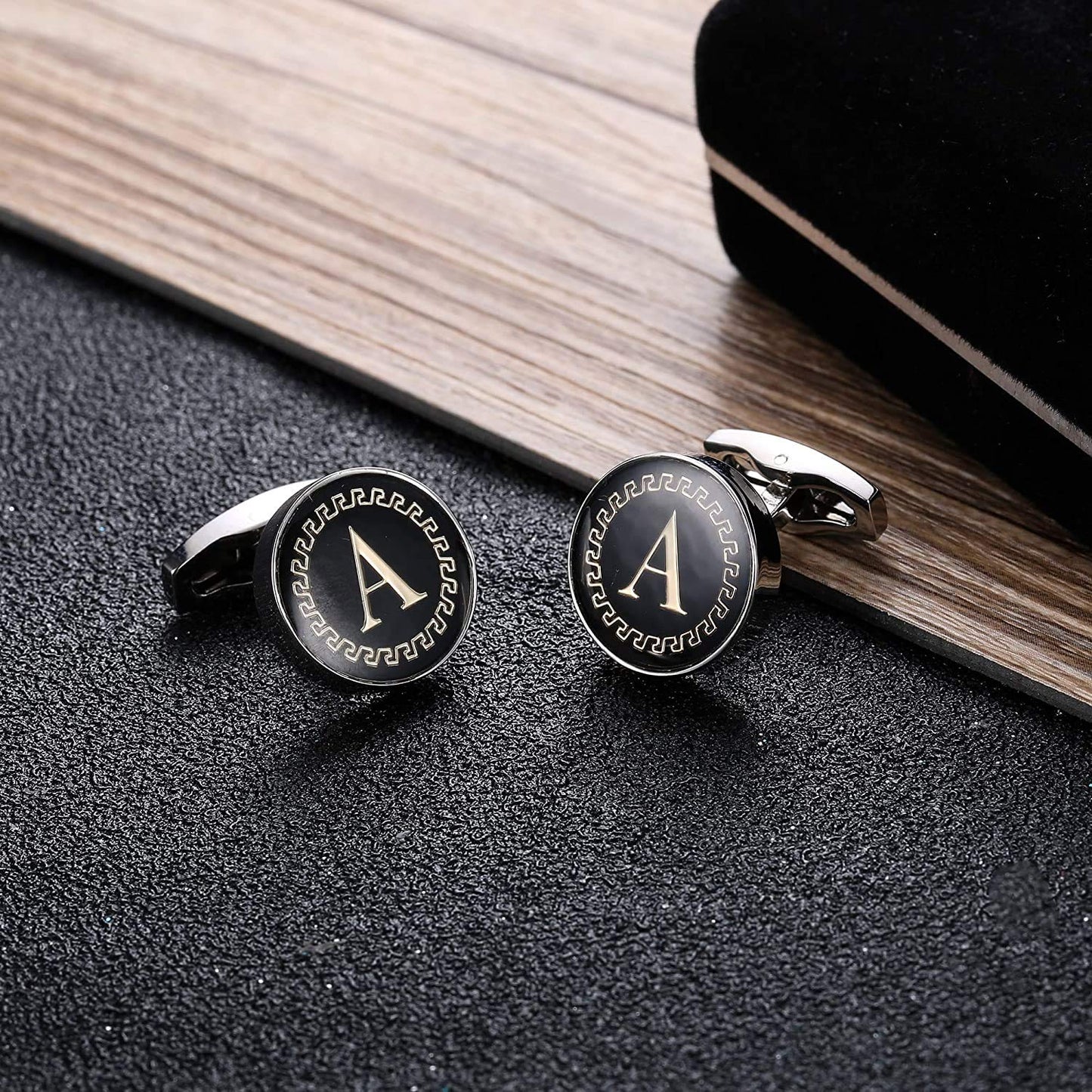 Yellow Chimes Cufflinks for Men Alphabet Letter A Statement Stainless Steel Cufflinks for Men and Boy's