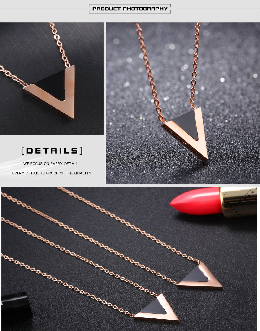 Yellow Chimes Western Style The V Sign Rose Gold Stainless Steel Never Fading Pendant for Women & Girls