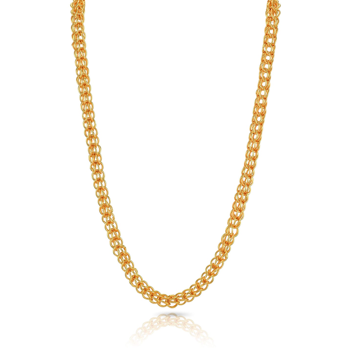 Yellow Chimes Gold Plated Latest Fashion Broad Long Interlinked Neck Chains for Men and Boys