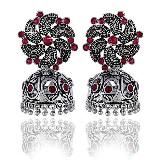 Yellow Chimes German Silver Oxidized Jhumka Traditional Jhumki/Jhumka Earrings for Women