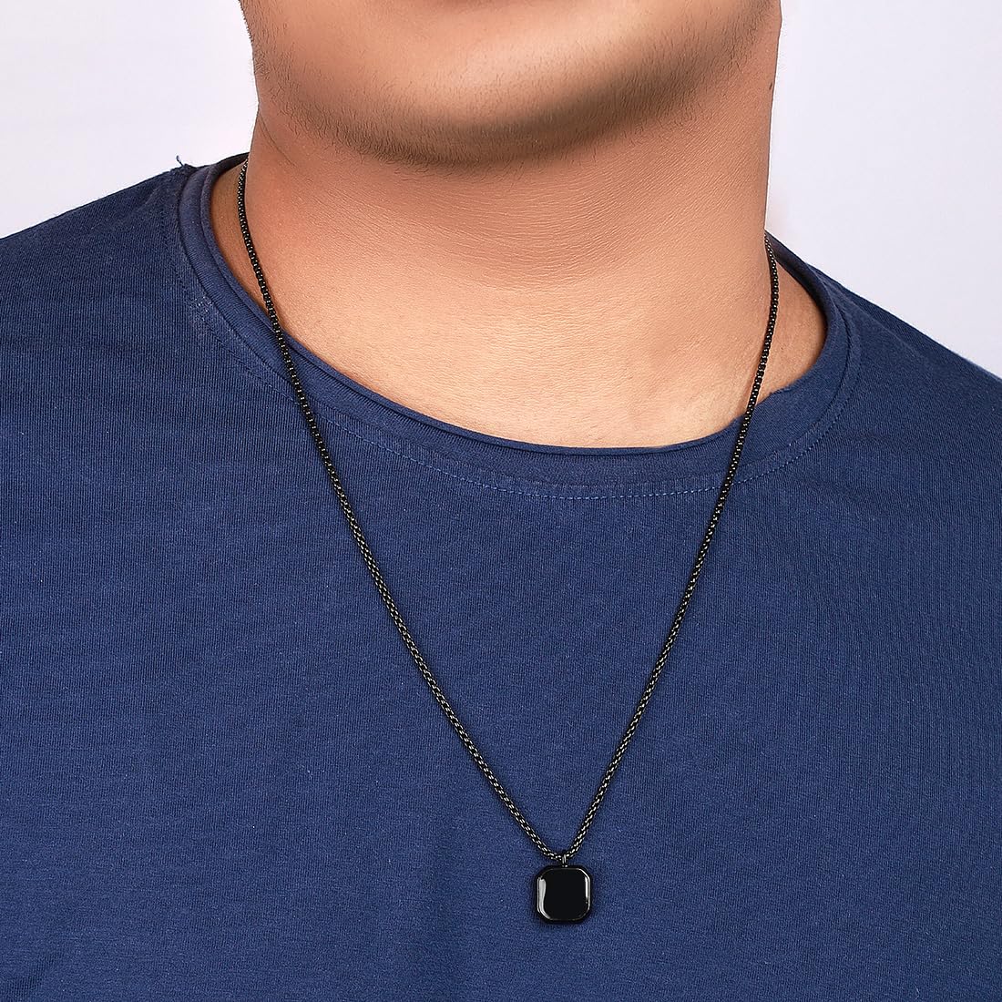 Yellow Chimes Pendant for Men and Boys Fashion Black Pendants For Men | Geometric Square Shaped Pendant Necklace | Stainless Steel Pendant Chain for Men| Birthday Gift for Men & Boys