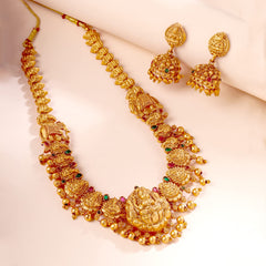 Yellow Chimes Jewellery Set for Women and Girls Temple Jewellery Set | Gold Plated Long Necklace Temple Jewellery Set | Birthday Gift for girls and women Anniversary Gift for Wife