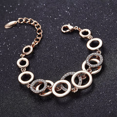 Yellow Chimes Women's Fashion Rose Gold Crystal Studded Coin Shaped Bracelet