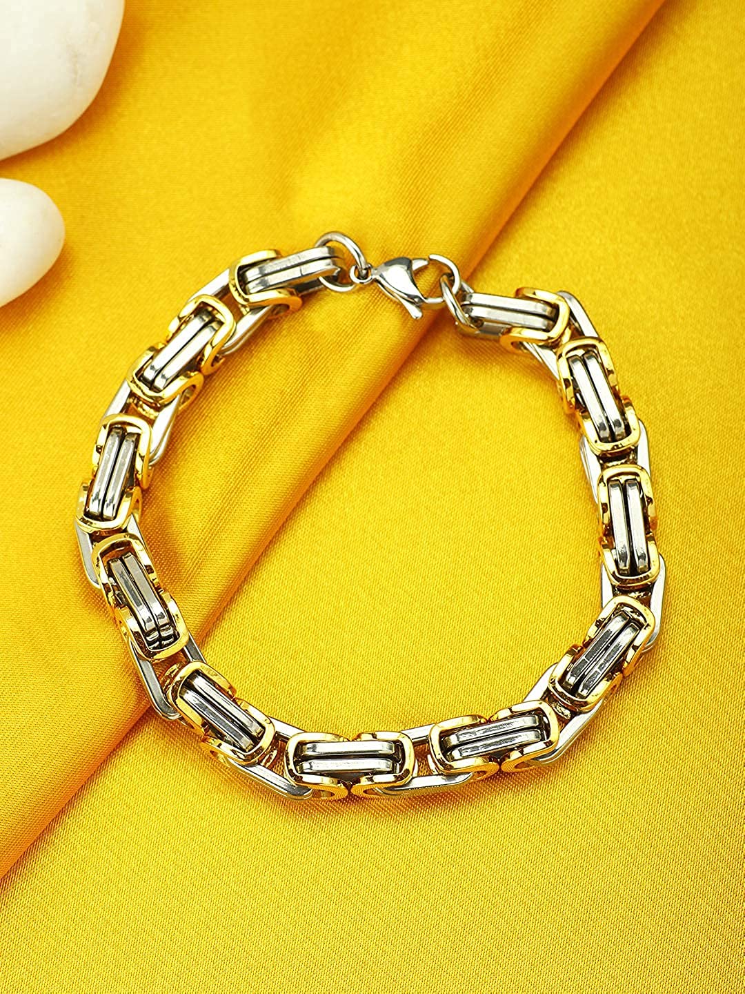 Buy Yellow Chimes Cross Design Printed Stainless Steel Bracelet online