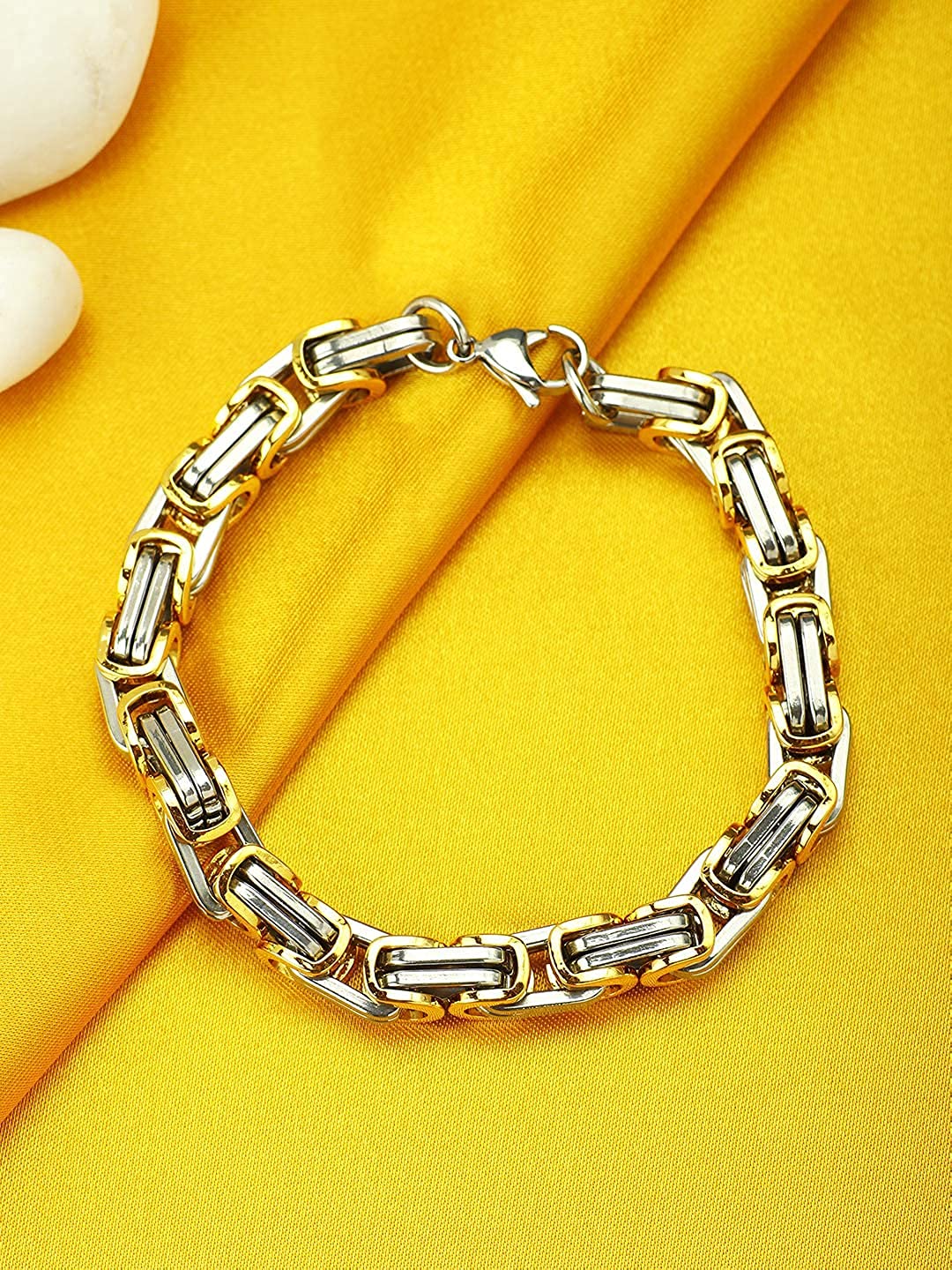 Yellow Chimes Bracelets for Men and Boys Fashion Gold Bracelet for Men | Stainless Steel Silver Chain Bracelet for Men | Birthday Gift for Men and Boys Anniversary Gift for Husband