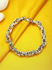 Yellow Chimes Bracelet for Men Tough Style Golden Silver Stainless Steel Chain Bracelet for Men and Boys