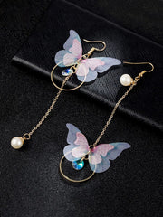 Yellow Chimes Earrings For Women White Butterfly Attached Dangle Drop Earrings For Women and Girls