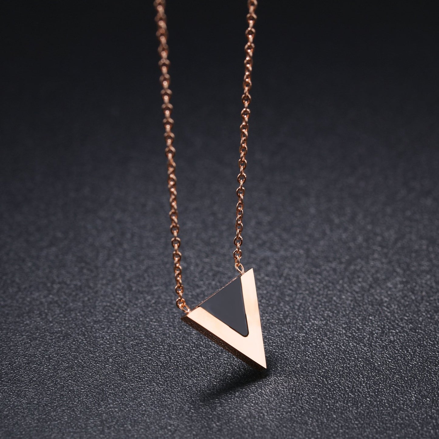 Yellow Chimes Western Style The V Sign Rose Gold Stainless Steel Never Fading Pendant for Women & Girls