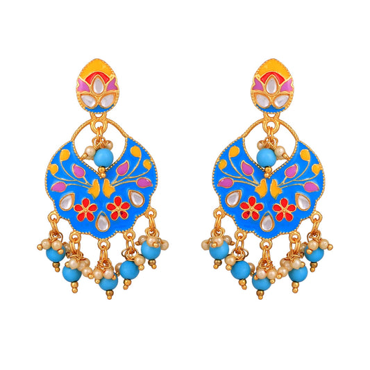 Yellow Chimes Beautifully Enamelled Gold Plated Meenakari Chandbali Earrings for Women and Girls…