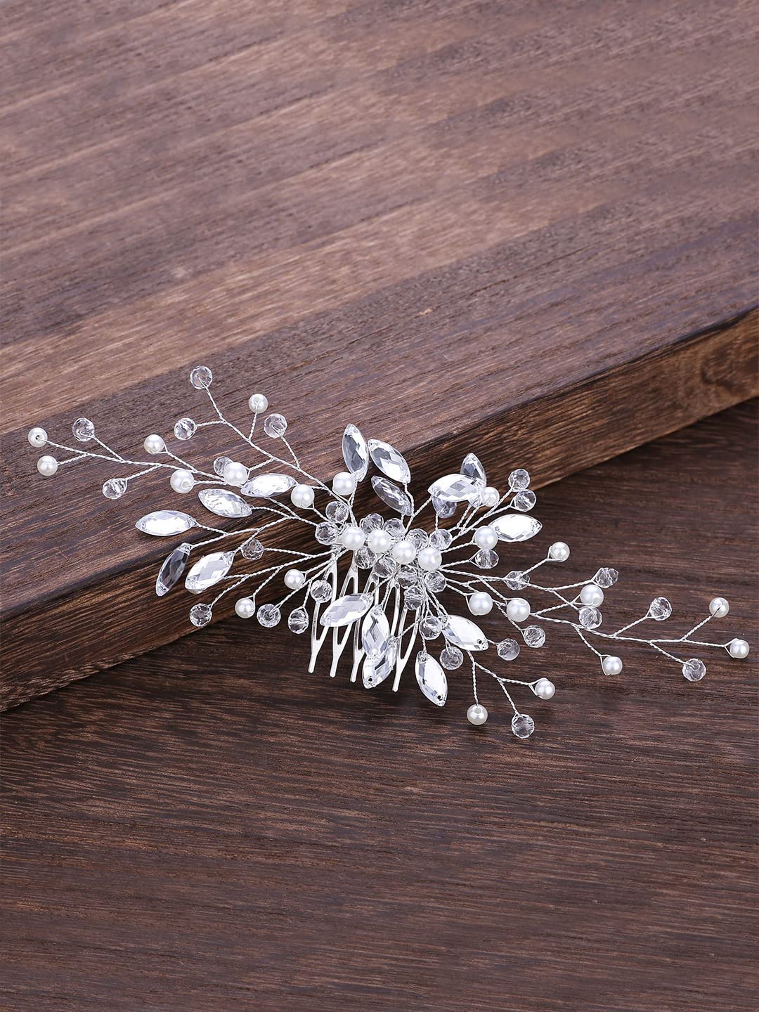 Yellow Chimes Bridal Hair Vine for Women and Girls Bridal Hair Accessories for Wedding White Comb Pin for Women Hair Accessories Wedding Jewellery for Women Bridal Wedding Comb Pin Hair Vine for Girls