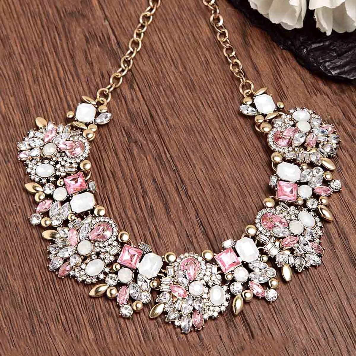 Yellow Chimes Necklace For Women Elegant Colorful Crystal Choker Necklace For Women and Girls