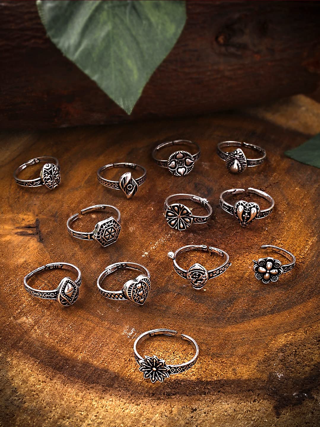 Buy Women's Assorted Studded Oxidised Ring - Set of 7 Online | Centrepoint  Bahrain