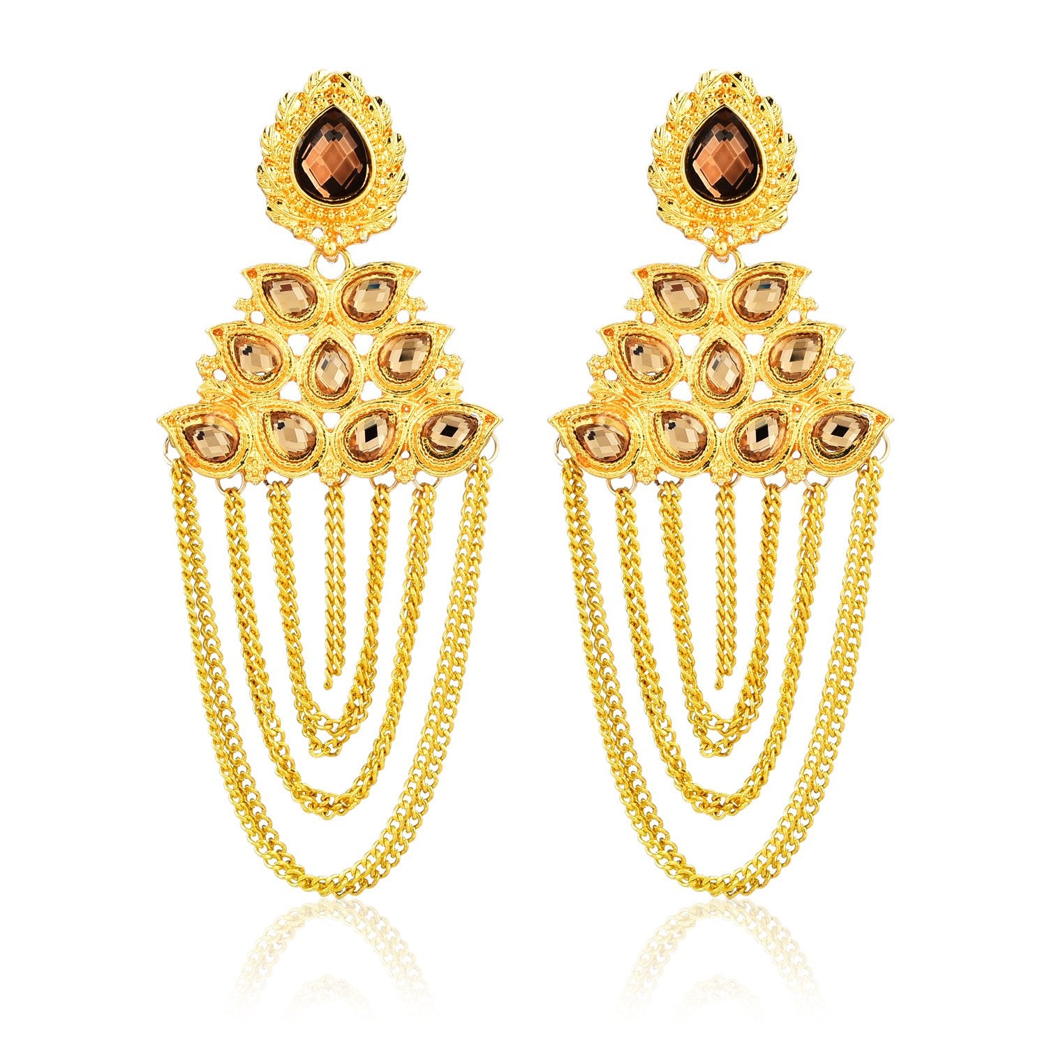 Yellow Chimes Kundan Style Smokey Crystal Wedding Traditional Earrings for Women & Girls