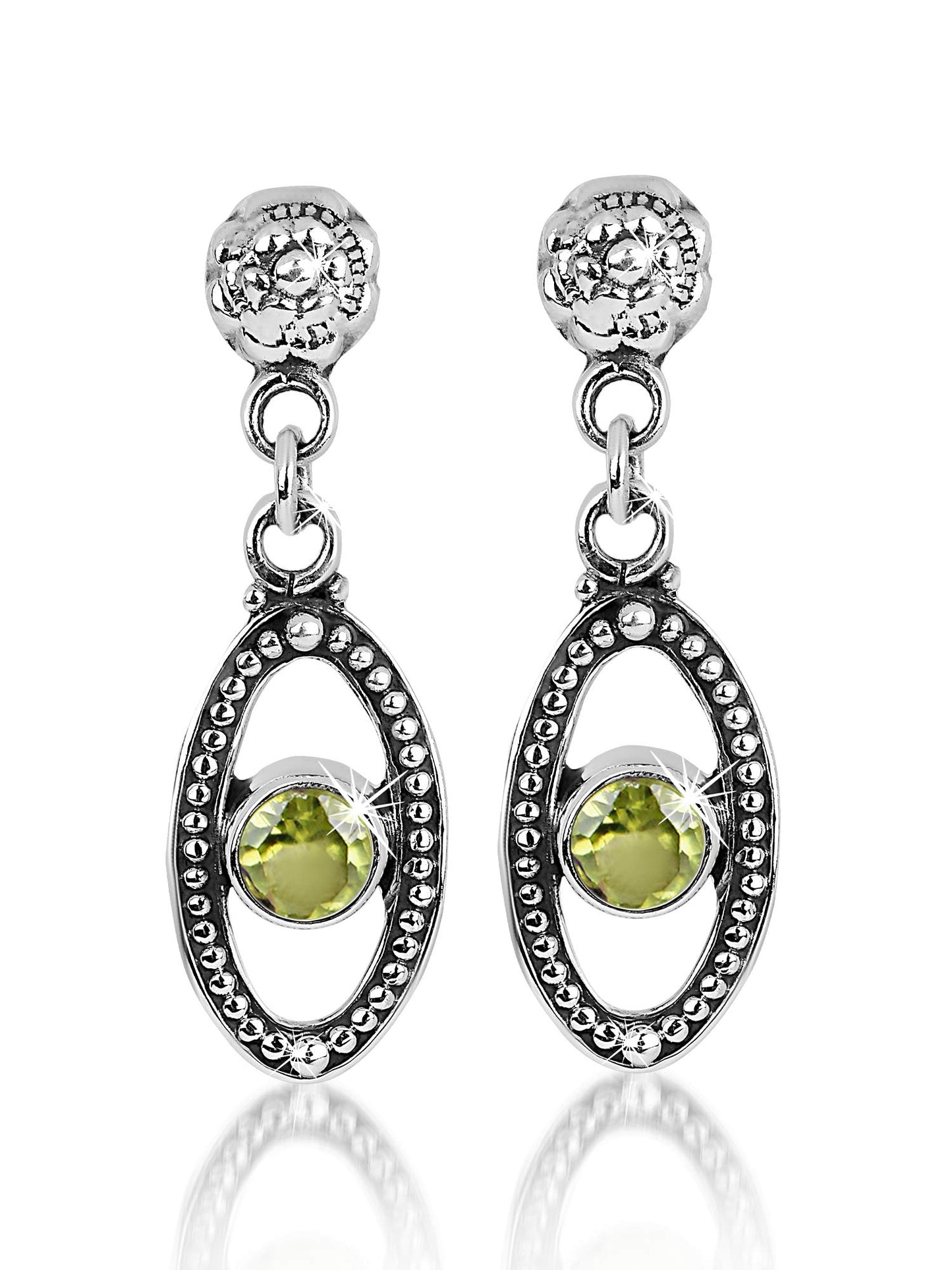 Yellow Chimes Gemstone Peridot Quartz 925 Sterling Silver Hallmark and Certified Purity Drop Earrings for Women and Girls