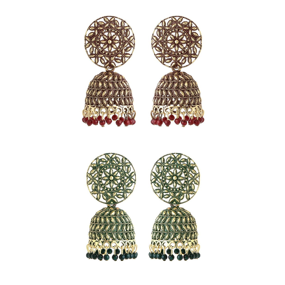 Yellow Chimes Earrings for Women and Girls Meenakari Jhumka and Drop Earrings | 2 Pair Combo of Gold Plated Multicolor Jhumka Earrings | Birthday Gift for girls and women Anniversary Gift for Wife