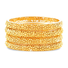 Yellow Chimes Latest Elegant Floral Design 4Pc Gold Plated Traditional Bangles Set for Women and Girls