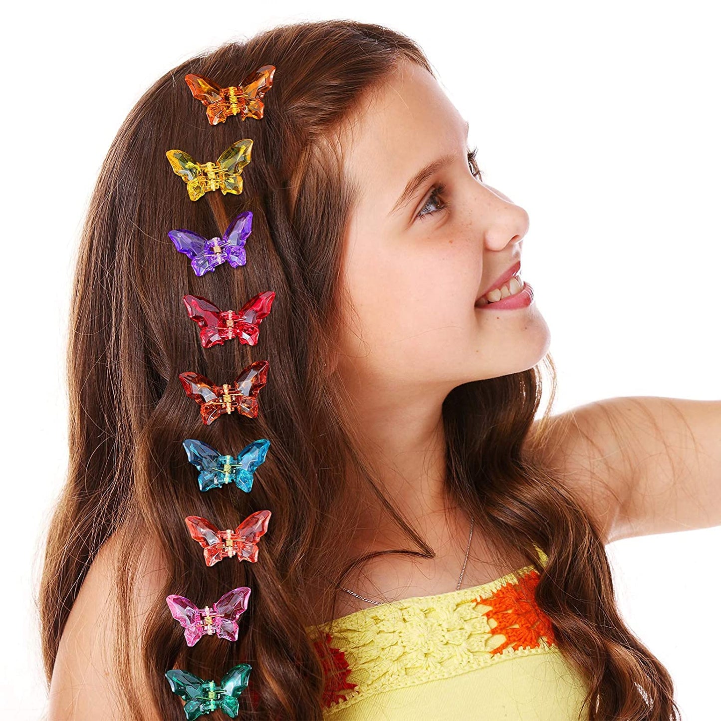 Yellow Chimes Claw Clips for Women Hair Clutches for Women Hair Accessories For Women Set of 10 Pcs Claw Clip Multicolor Butterfly Clips Clutchers for Hair Clear Crystal Effects Hair Decorative Gift for Women & Girls