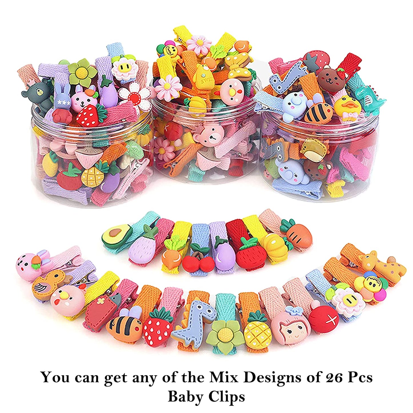 Melbees by Yellow Chimes Hair Clips for Girls Kids Hair Clip Hair Accessories for Girls Set of 26 PCS Cute Animal Characters Hair Clips