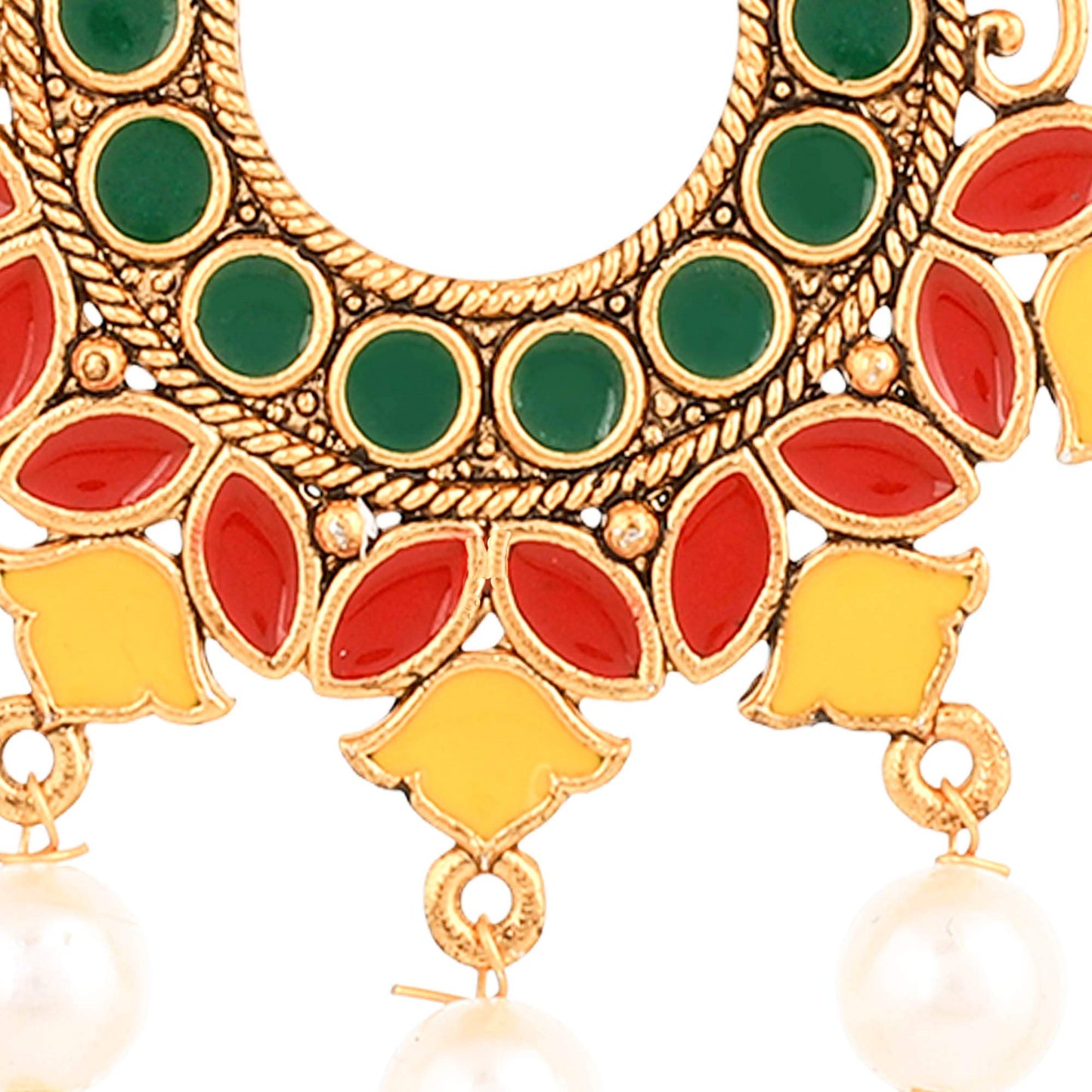 Yellow Chimes Beautifully Enamelled Stylish Gold Plated Meenakari Chandbali Earrings for Women and Girls…